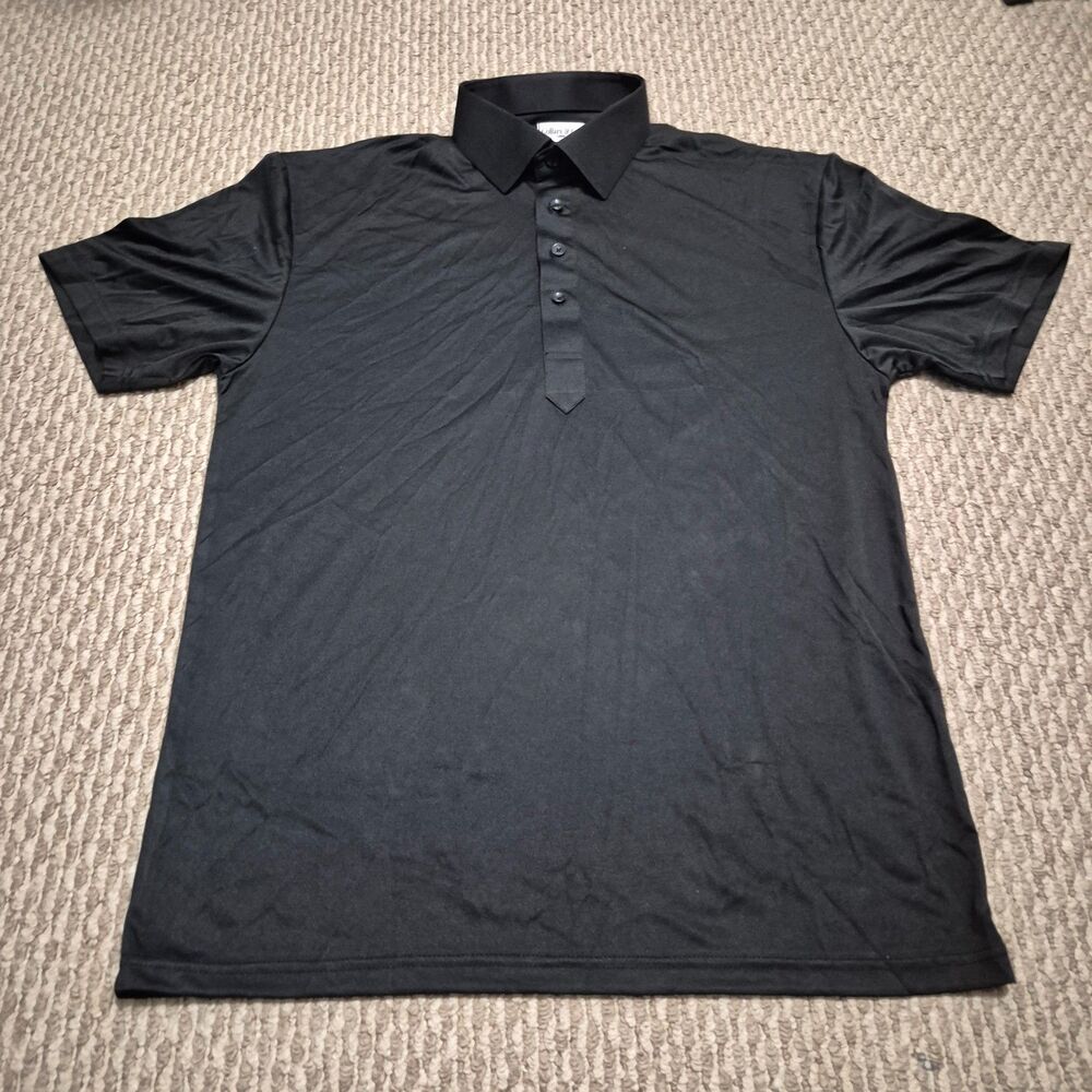 Collars & Co Men Size L Dress Collar Polo Black Short Sleeve NWOT